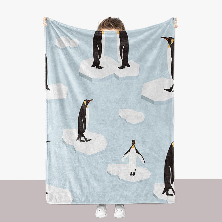 Penguin-Themed Plush Throw Blanket