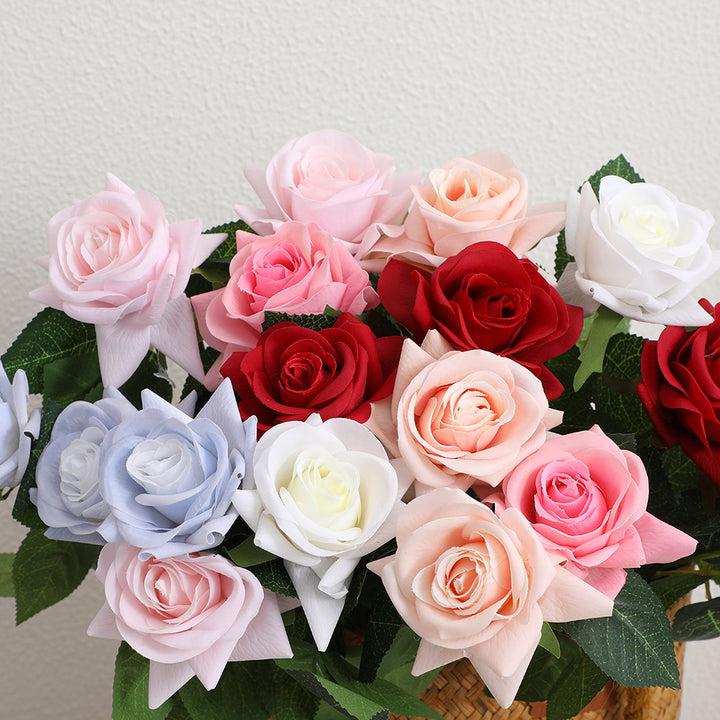 Artificial Silk Rose with Leaves