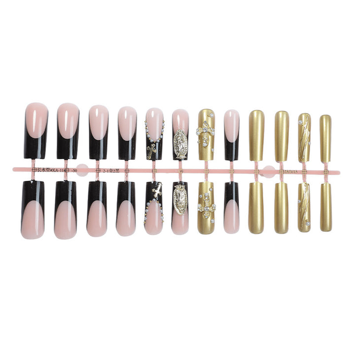 Artistic Press-On Nail Collection with Glamorous Gem Accents Stornfield