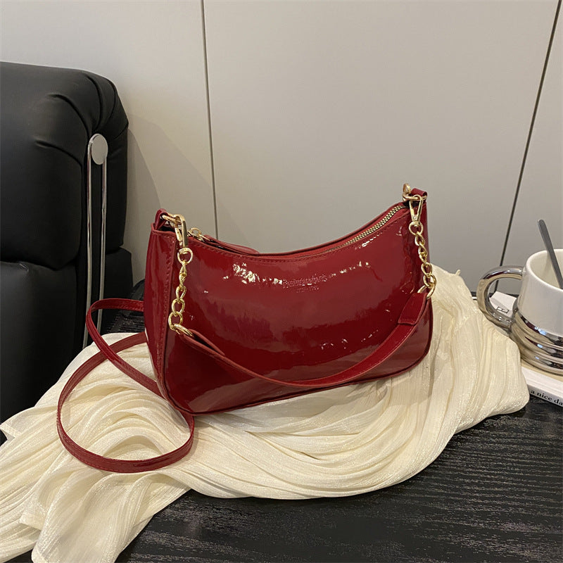 Glossy Patent Leather Crossbody Handbag