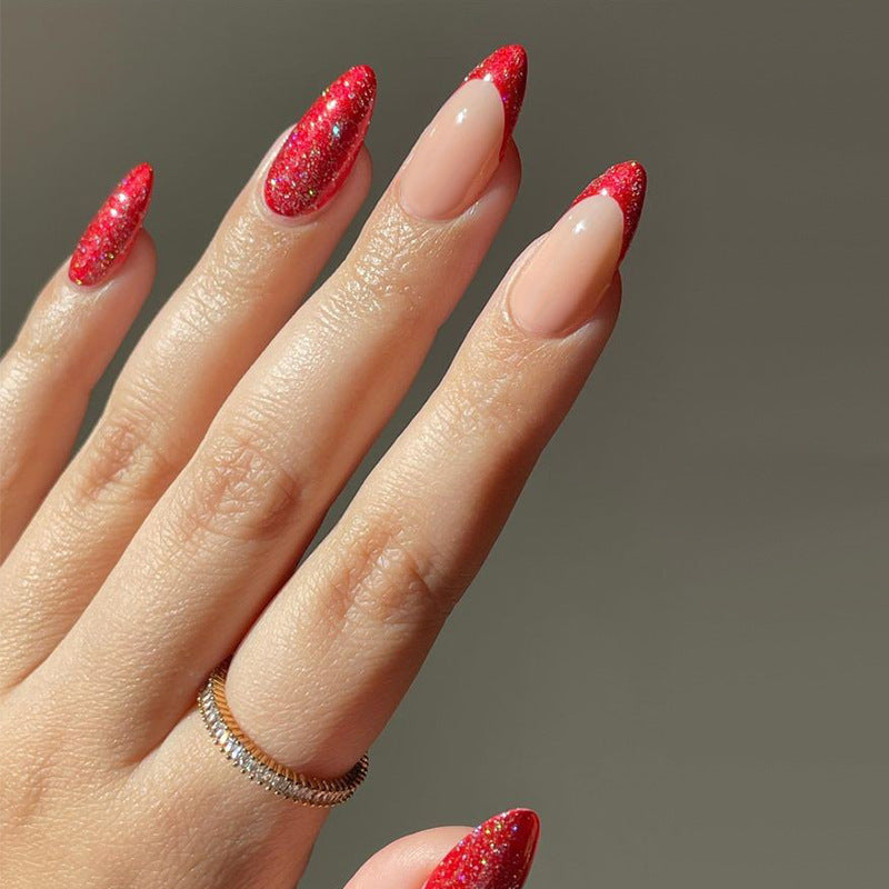 Premium Glossy Glittering Almond-Shaped Press-On Nails Stornfield
