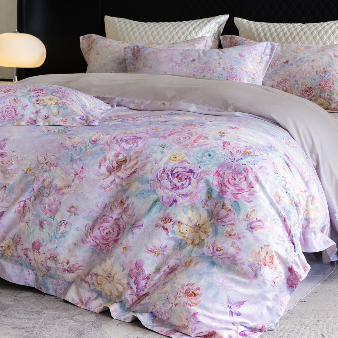 Luxury Floral Cotton Sateen Duvet Cover Set