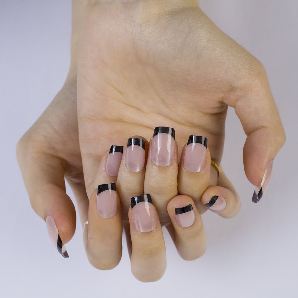 Artificial Nails in Elegant French Design with Glittering Accents Stornfield