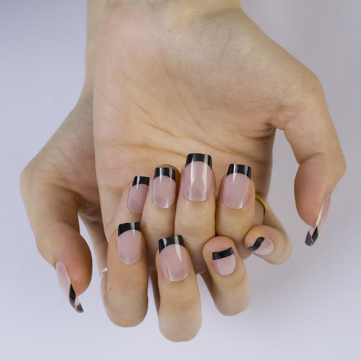 Artificial Nails in Elegant French Design with Glittering Accents Stornfield