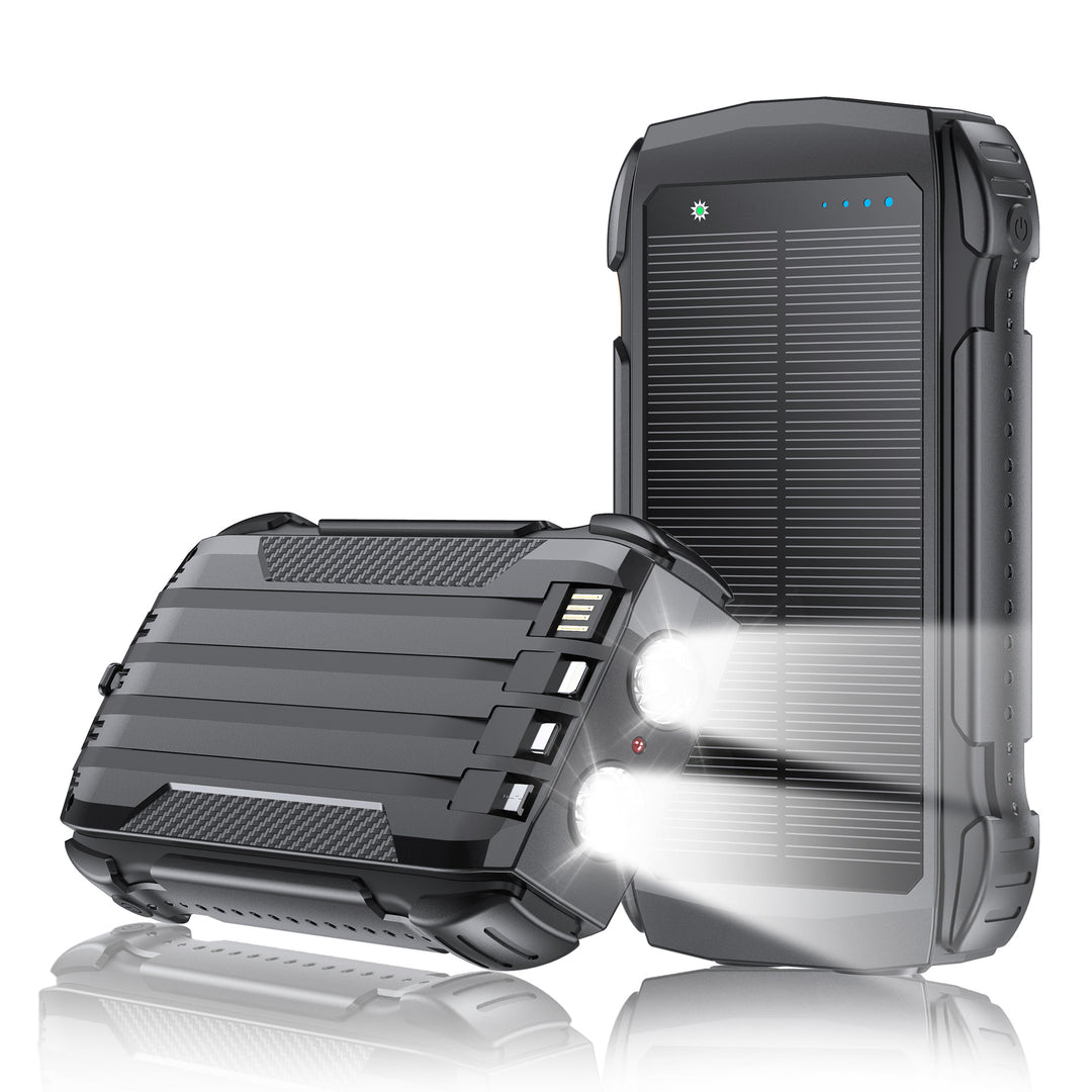 Robust Solar Power Bank with Integrated LED Lighting Stornfield
