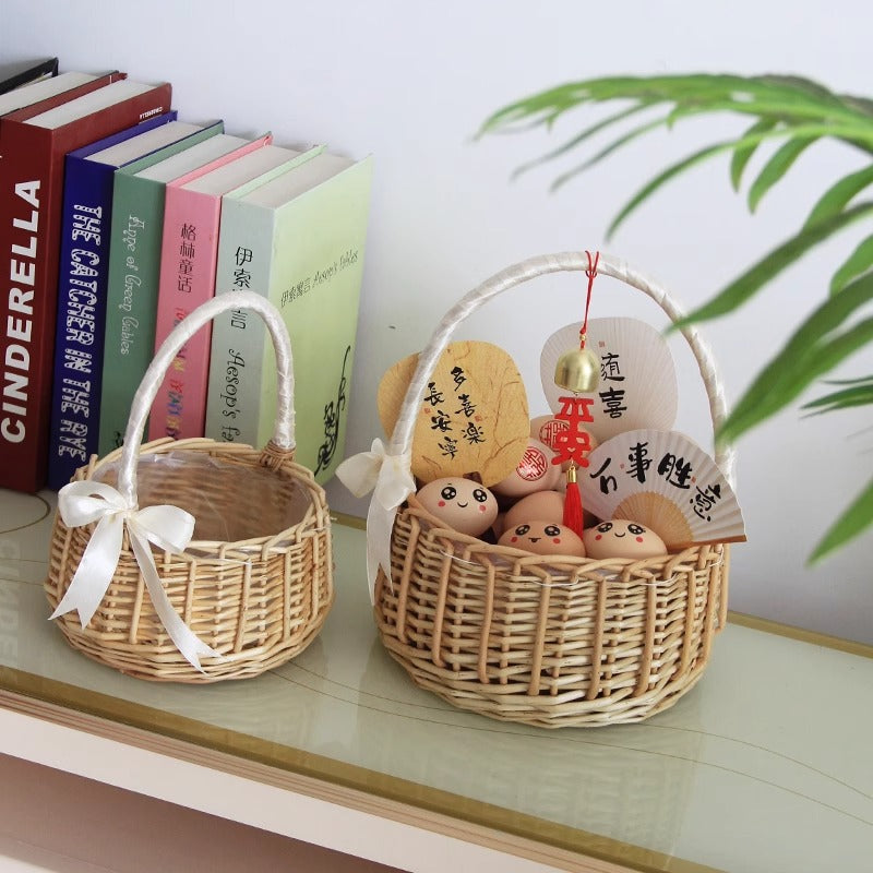 Ladies natural basket with decorative bow decoration Stornfield