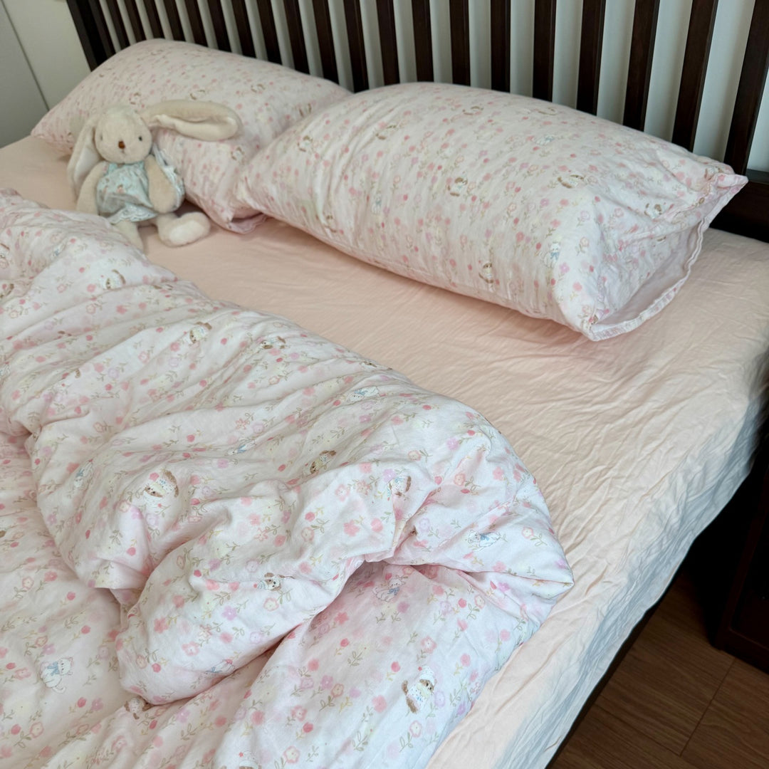 Floral Cotton Reversible Duvet and Sheet Nursery Bedding Set