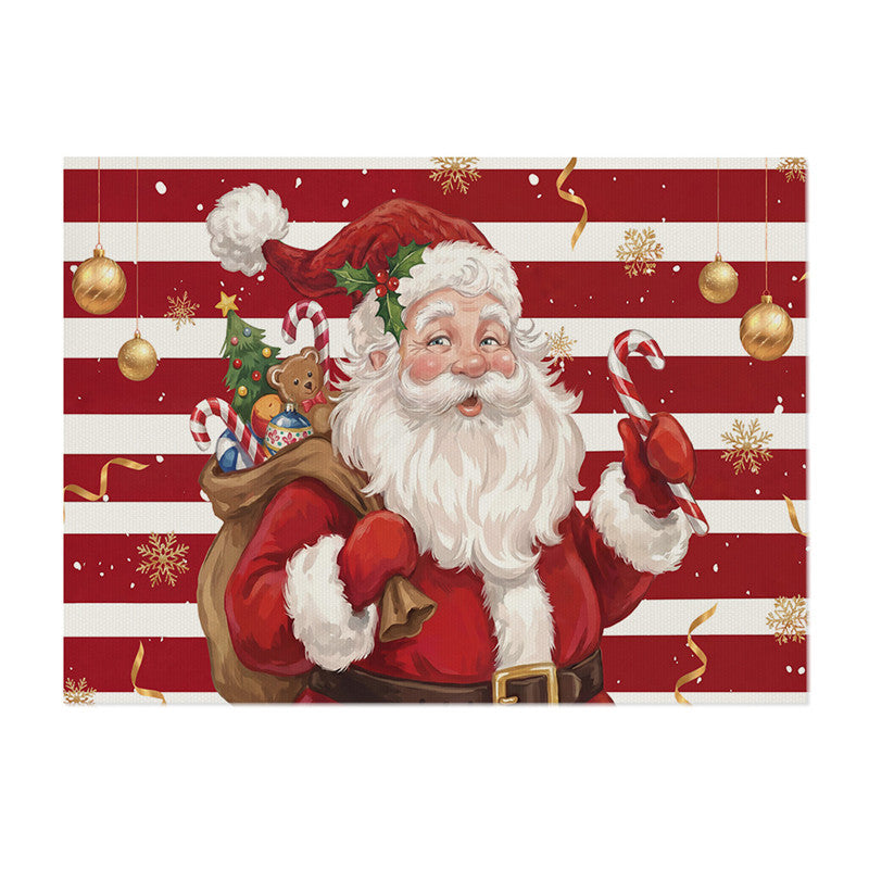 Festive Merry Christmas Pine Forest Cotton-Linen Wall Tapestry with Star and Snowflake Motif