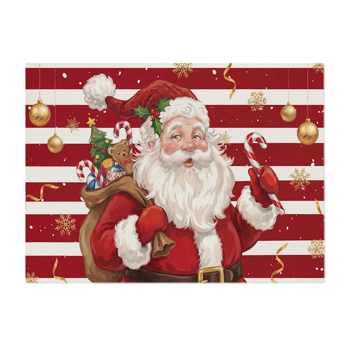 Festive Merry Christmas Pine Forest Cotton-Linen Wall Tapestry with Star and Snowflake Motif
