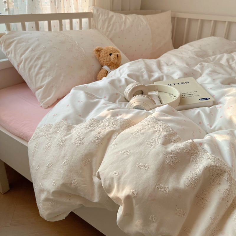 Embroidered Floral Duvet Cover Set