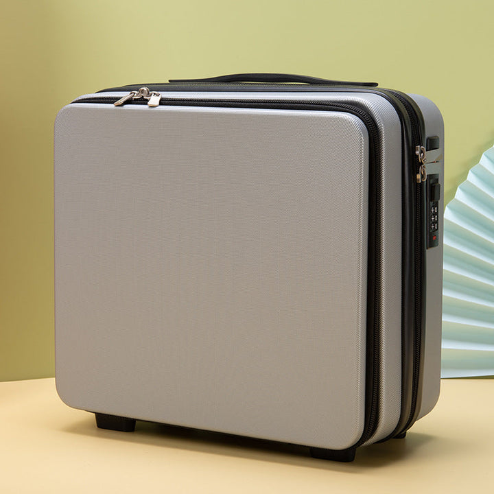 compact hard-shell travel vanity makeup case with TSA combination lock and dual-zip compartments Stornfield