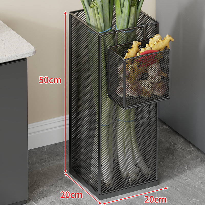 Vertical Metal Produce Storage Tower with Detachable Side Basket