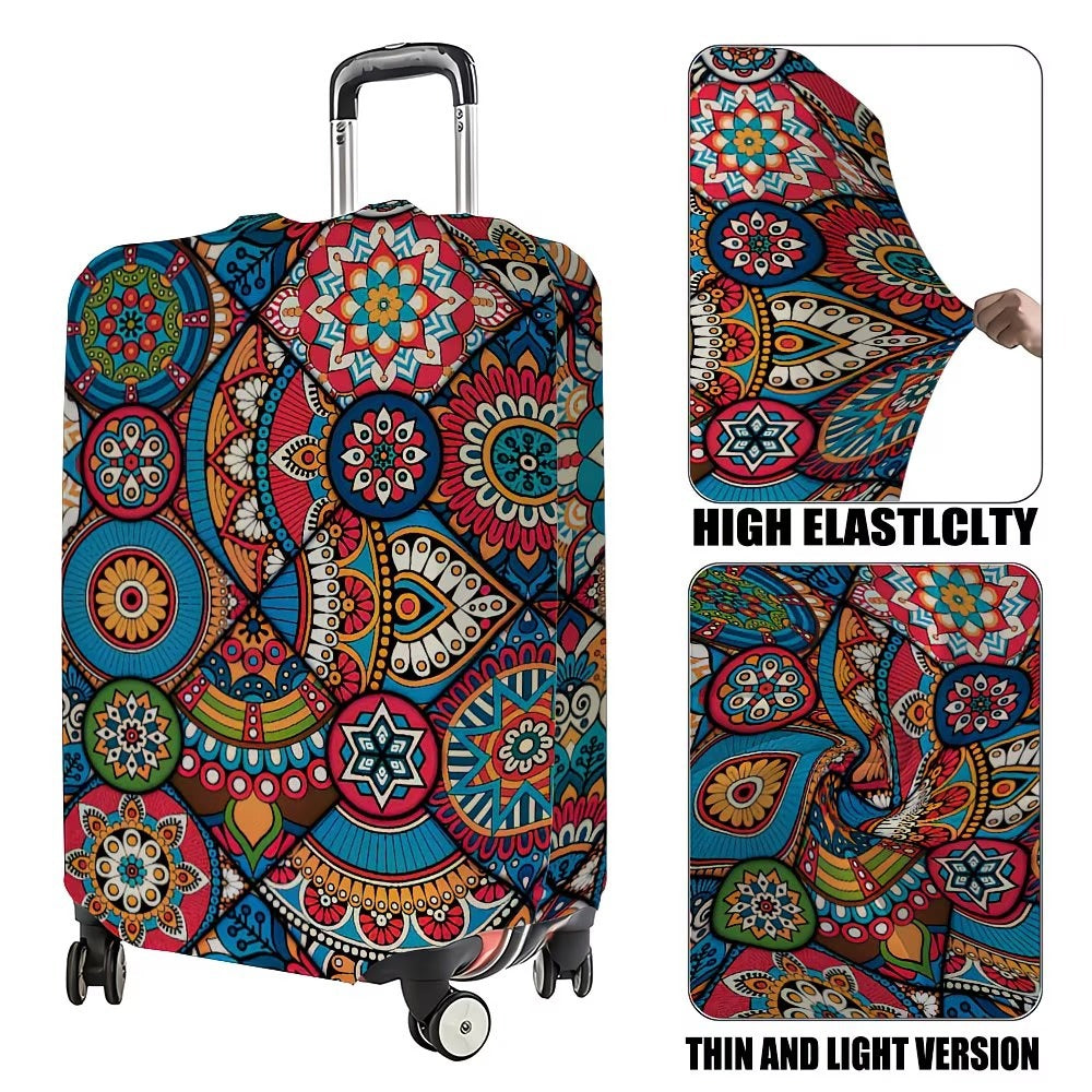 Unisex nan elastic suitcase cover with mandala pattern and telescopic handle compatibility Stornfield
