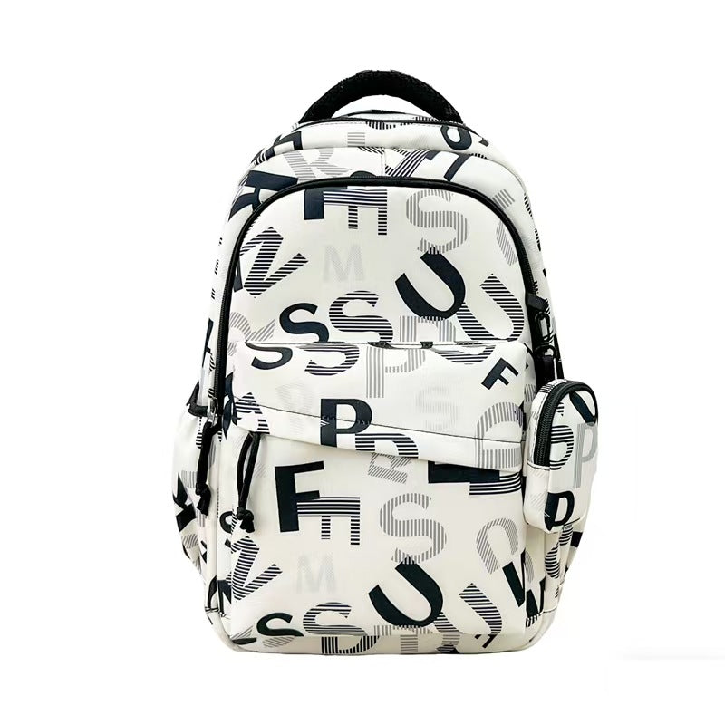 Stylish backpack with modern lettering pattern Stornfield