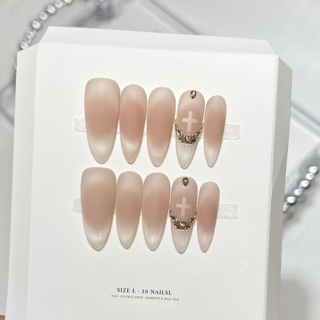 Elegant Stiletto Press-On Nail Art Set with Crystal Accents Stornfield