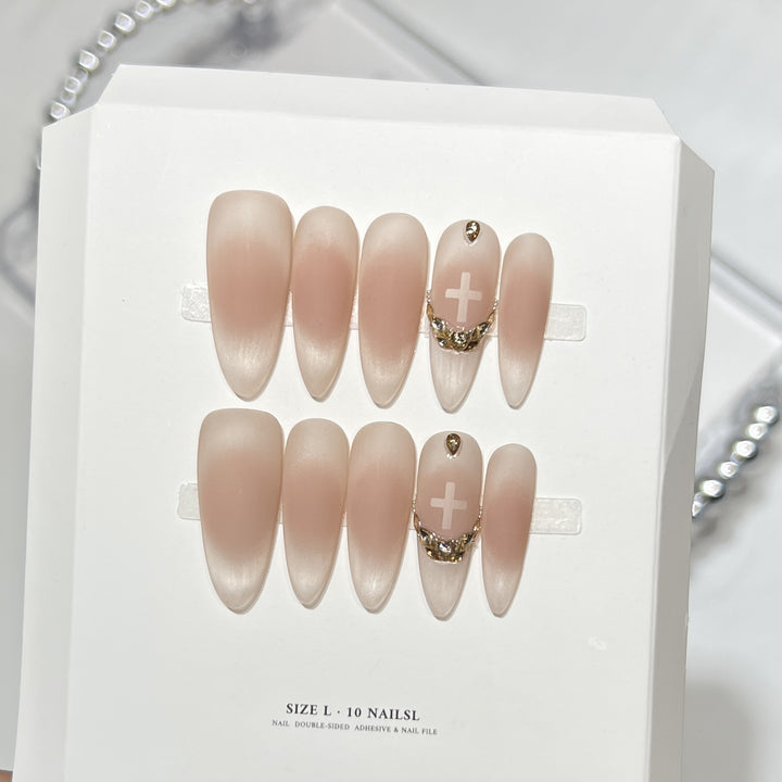 Elegant Stiletto Press-On Nail Art Set with Crystal Accents Stornfield