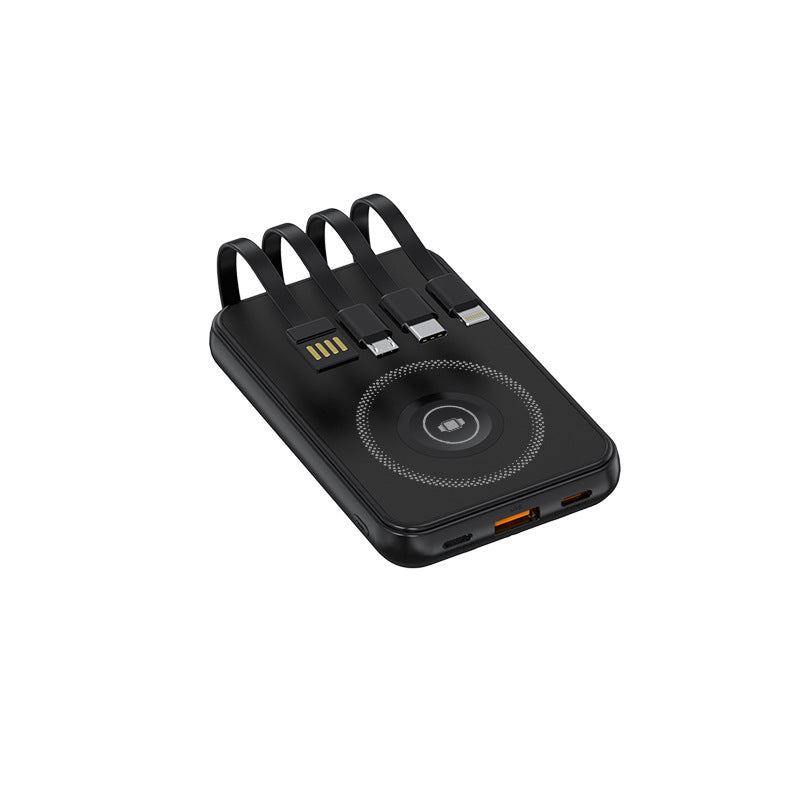 Portable charger with multidimensional charging cable system and wireless charging function Stornfield