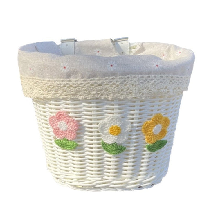 Floral Embroidered Woven Storage Basket Stornfield