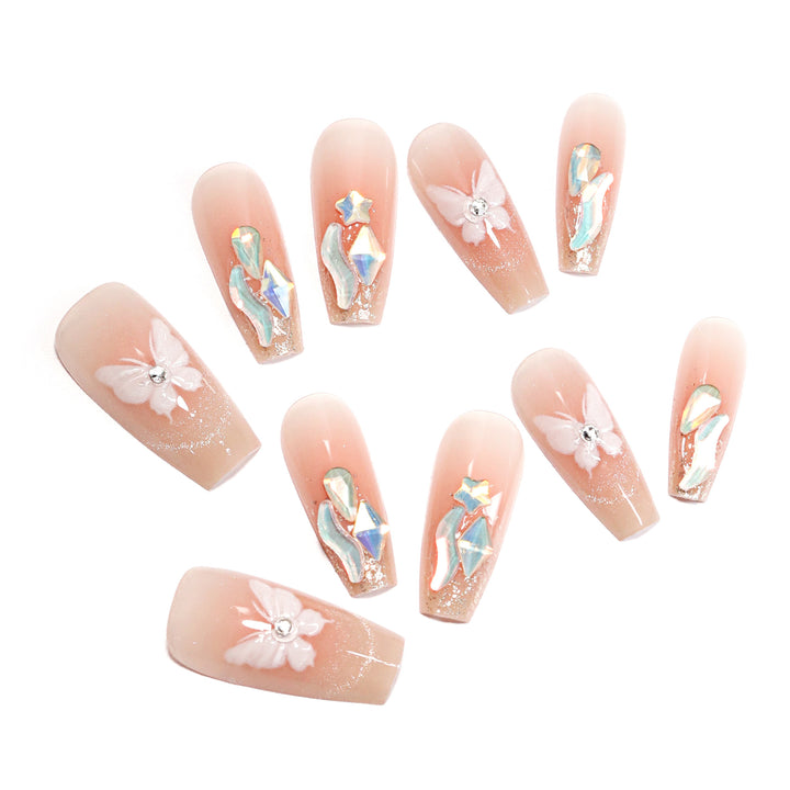 Artful Nail Extensions with Delicate Flower Design Stornfield