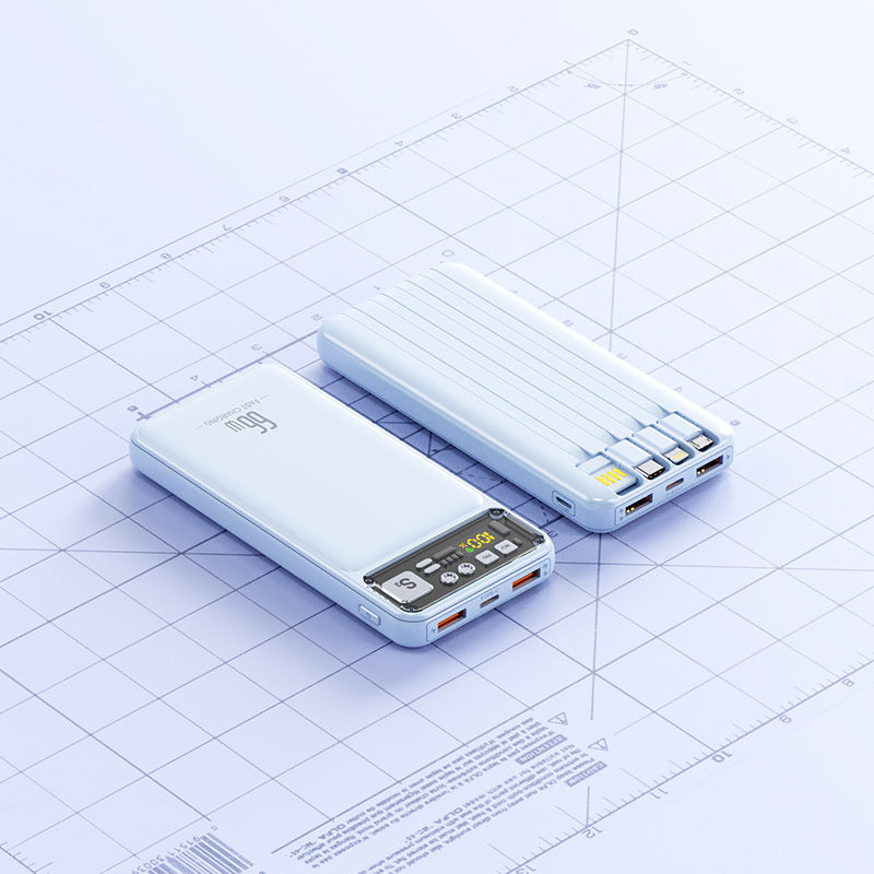 Power bank with integrated cable system and digital charging display Stornfield