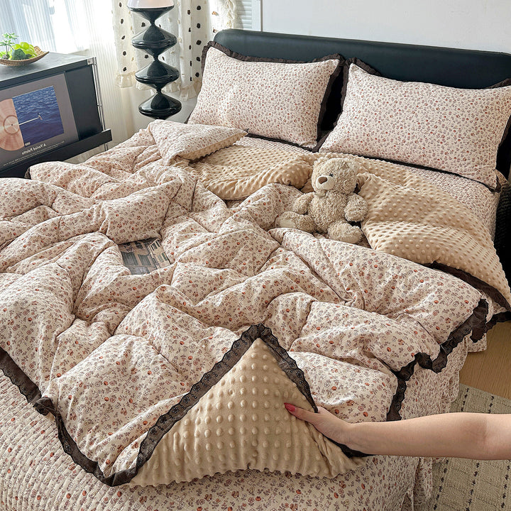 Plush Minky Dot Quilted Comforter Set