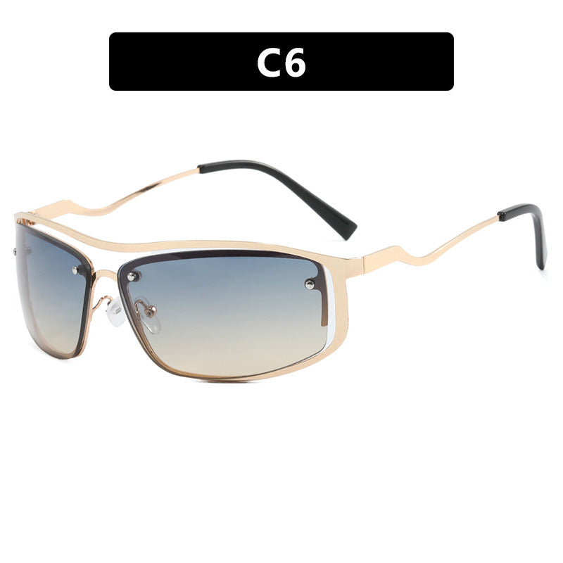 Women’s futuristic sunglasses with an elegant metal frame and high-transparent lenses Stornfield