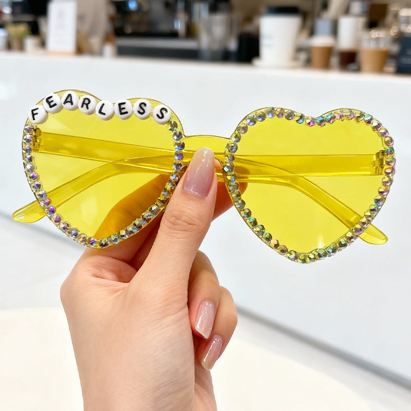 Heart-Shaped Rhinestone-Embellished Sunglasses Stornfield 1787141205