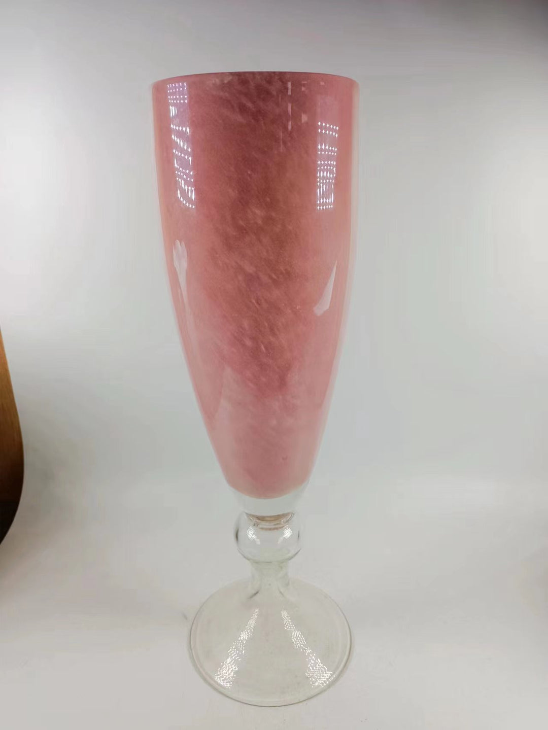 Tall Handblown Footed Pedestal Glass Trumpet Vase Stornfield