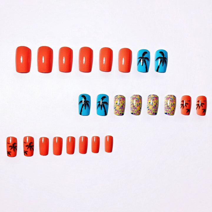 Artificial nails with tropical palm motif Stornfield