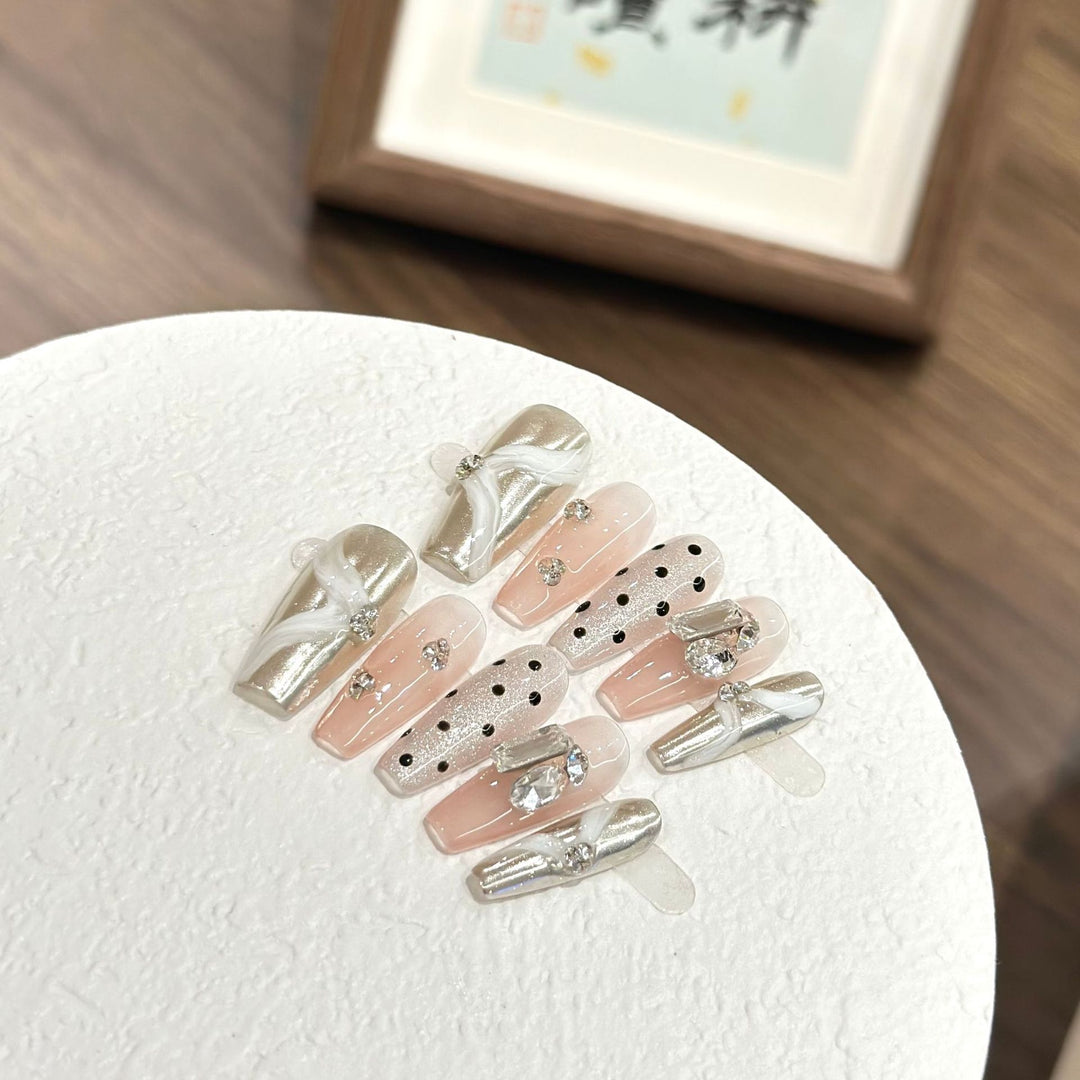 Elegant Decorative Rhinestone Press-On Nail Set