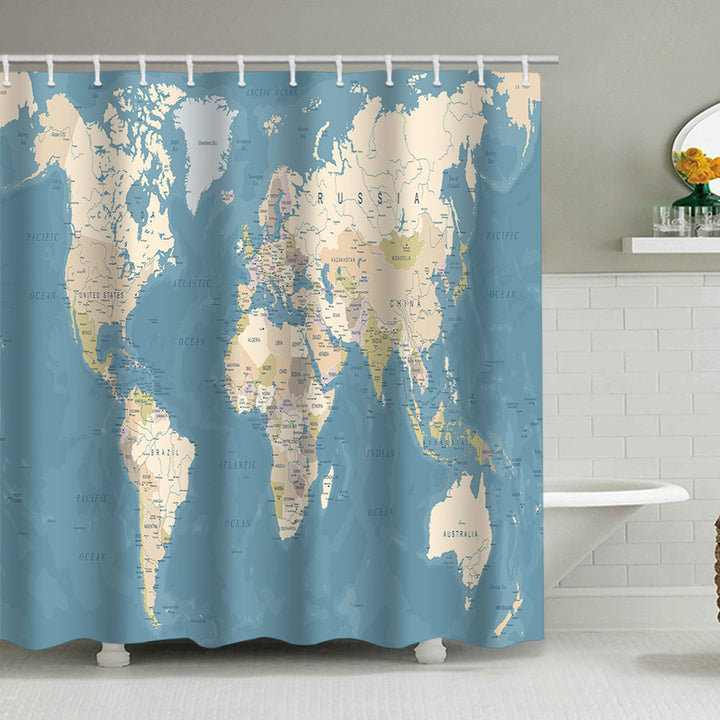 Vintage World Map Shower Curtain Stornfield