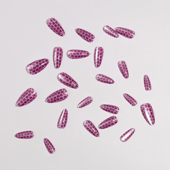 Glossy Stiletto Press-On Nails Set with Reflective Design Stornfield