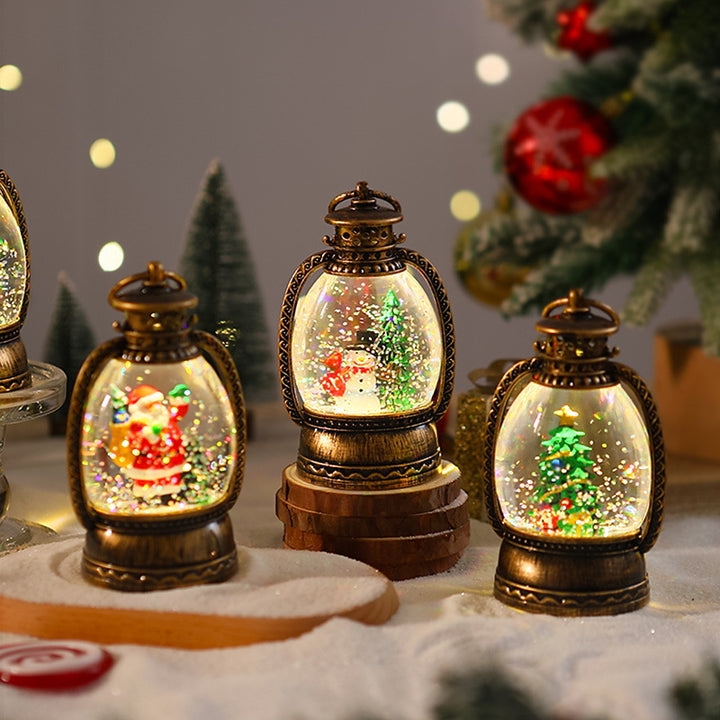 Nostalgic Christmas lantern with snowman scene Stornfield