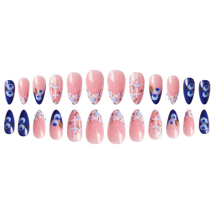 Artistic Press-On Nail Set with Floral Accents Stornfield
