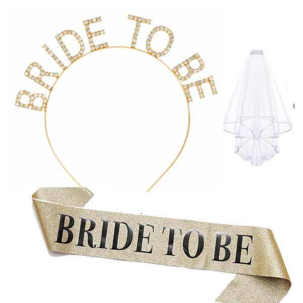 Women's bridal accessories set with shimmering veil and personalized sash Stornfield