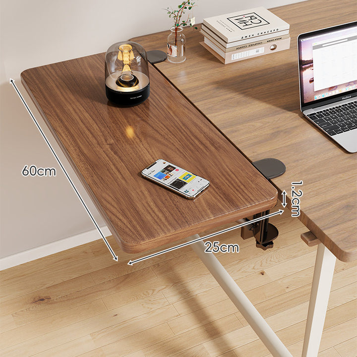 Clamp-On Adjustable Wooden Desk Side Shelf Extension with Foldable Bracket