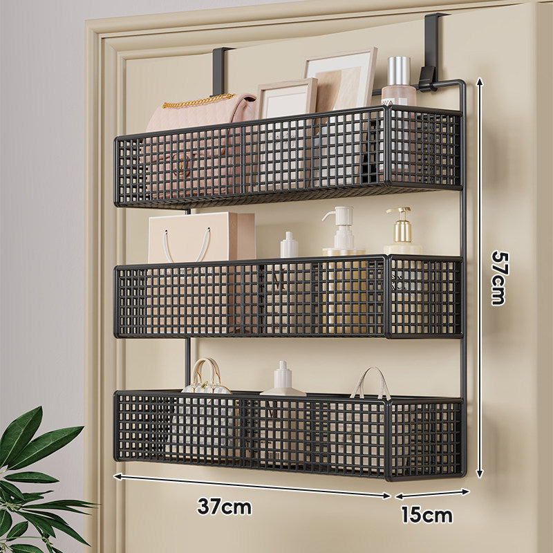 Over-Door Double-Tier Grid Hanging Storage Basket