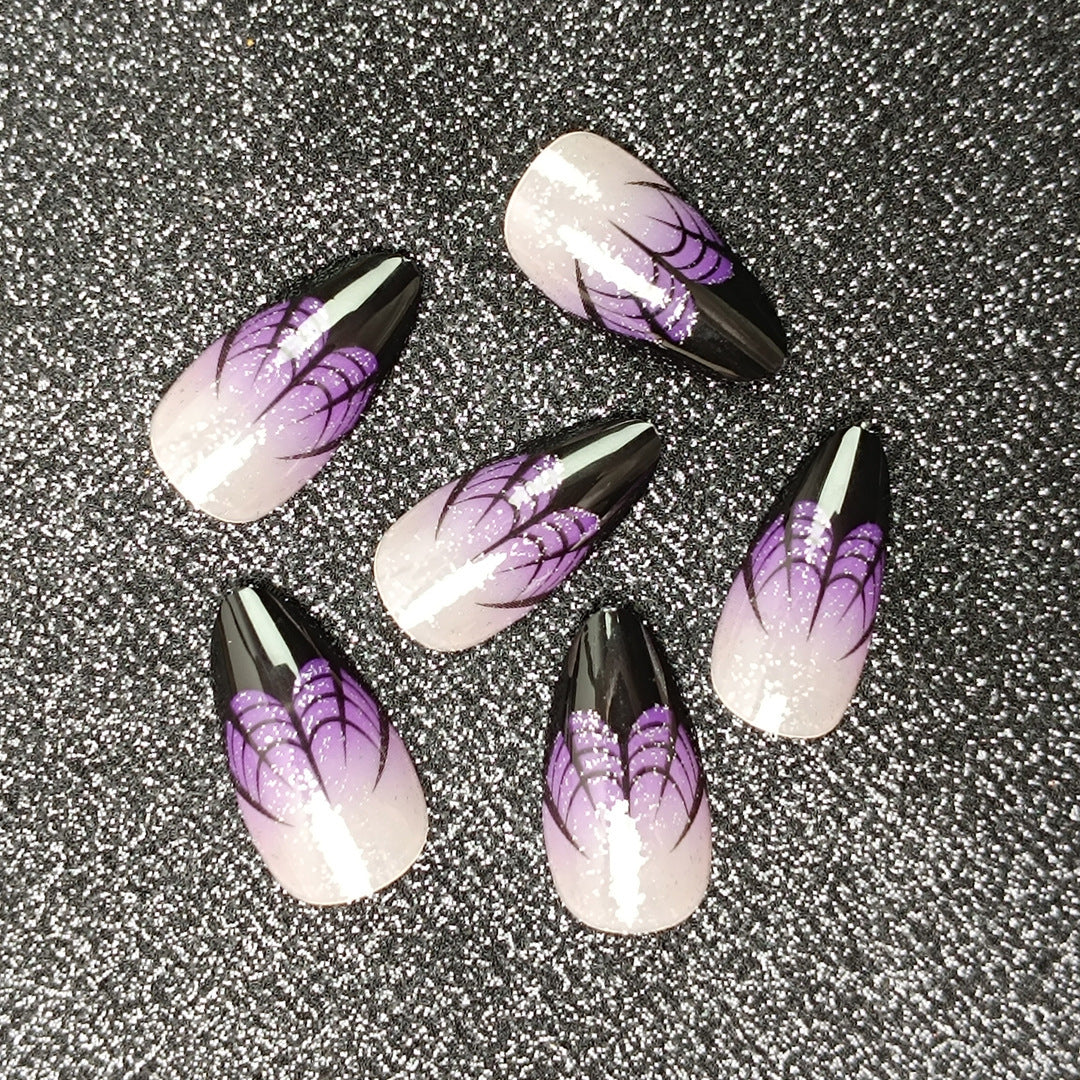 Artistic Stiletto Press-On Nails with Spider Web Design Stornfield