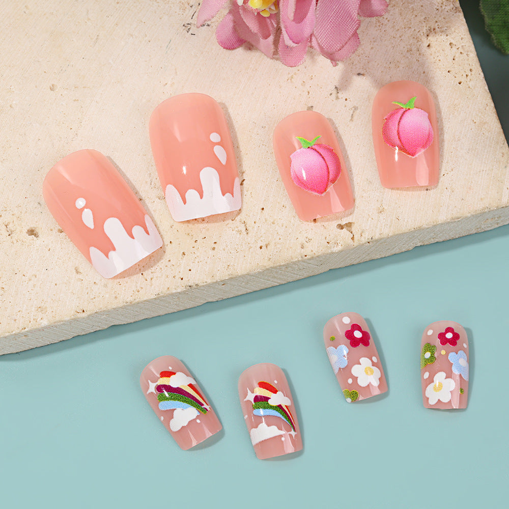 Artificial nails with cheerful flower designs Stornfield