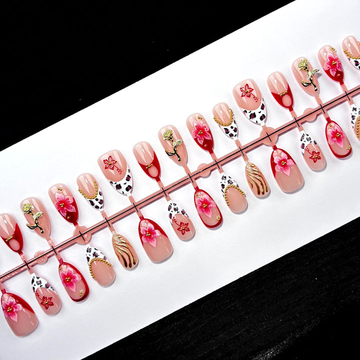 Elegant Floral Press-On Nail Art Set