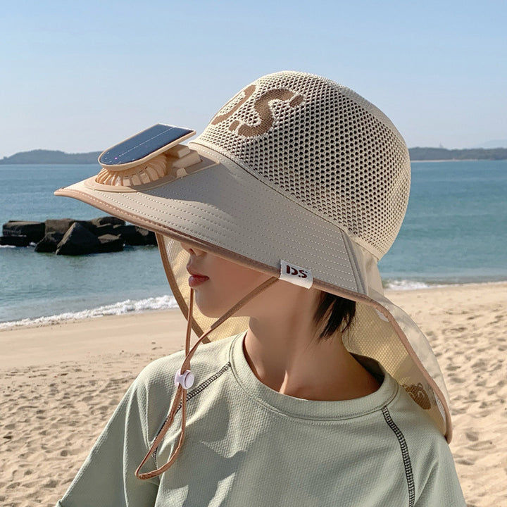 Breathable children sun hat with solar fan and adjustable chin strap Stornfield