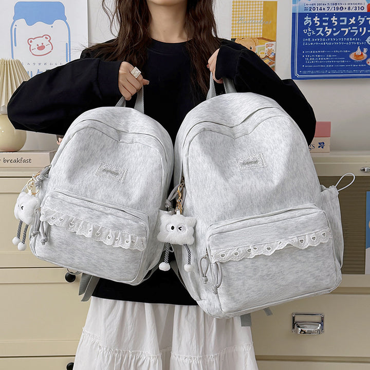 Stylish Backpack with Decorative Lace Trim Stornfield