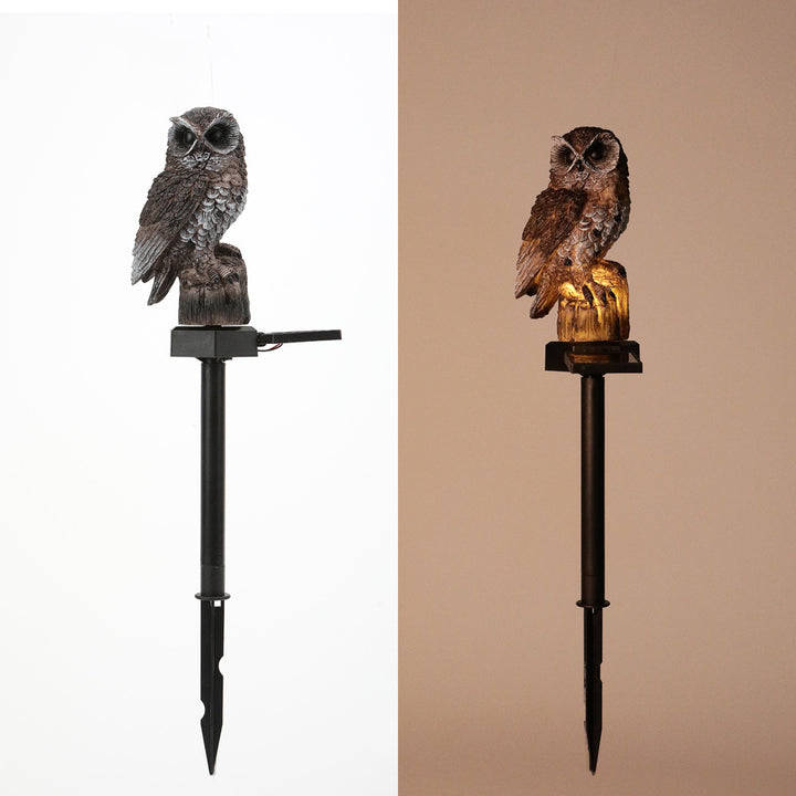 Realistic Owl Solar Garden Stake Light With LED Resin Sculpture Stornfield