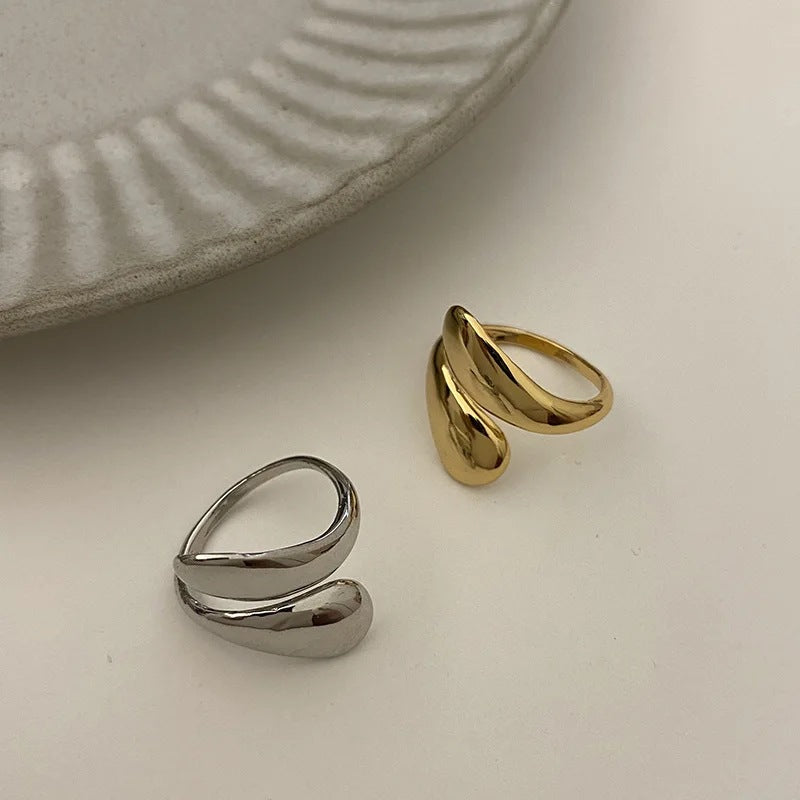 Modern double ring made of stainless steel Stornfield