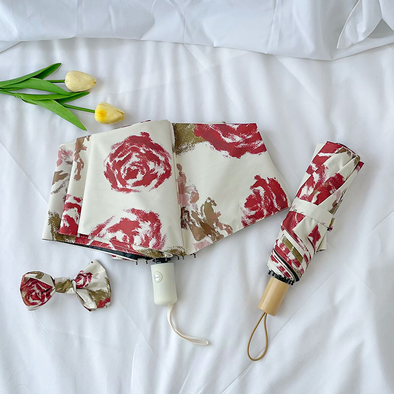 Women's Automatic Folding Umbrella with Floral Pattern Stornfield