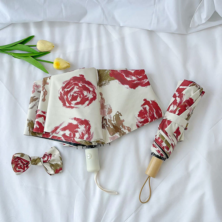 Women's Automatic Folding Umbrella with Floral Pattern Stornfield