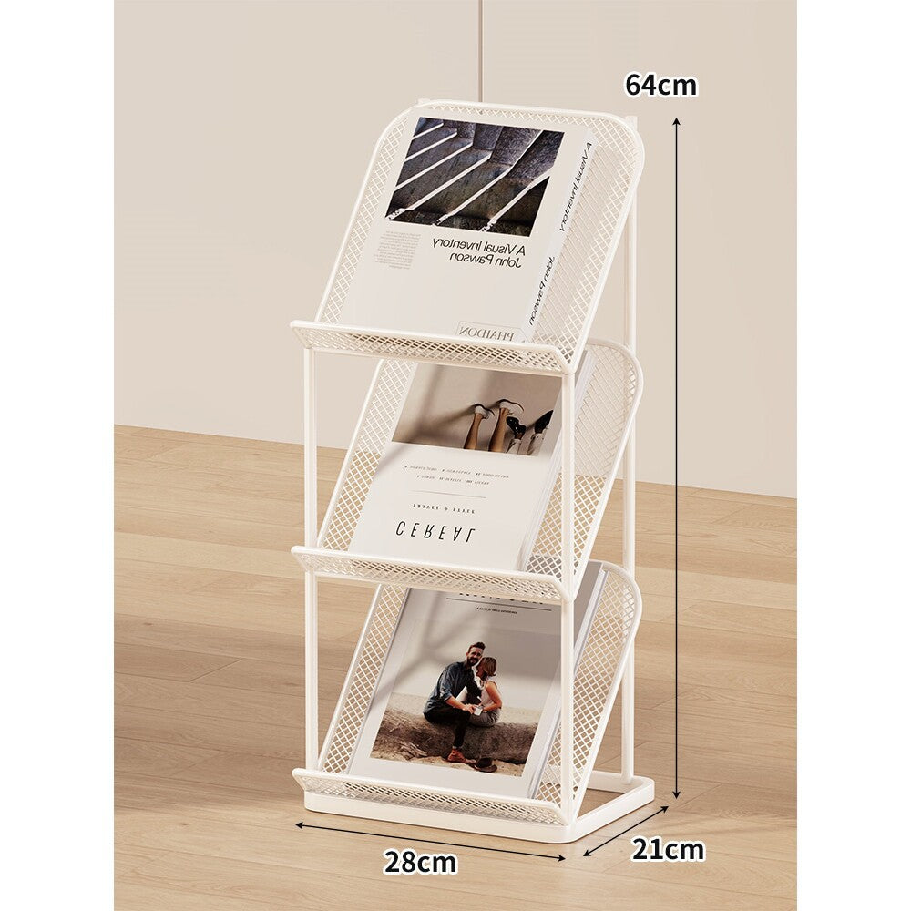 Vertical Four-Tier Metal Mesh Magazine and Brochure Display Stand