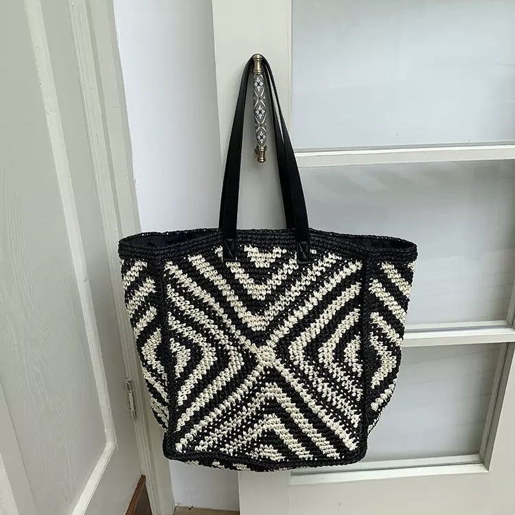 Designer basket bag with graphic pattern Stornfield