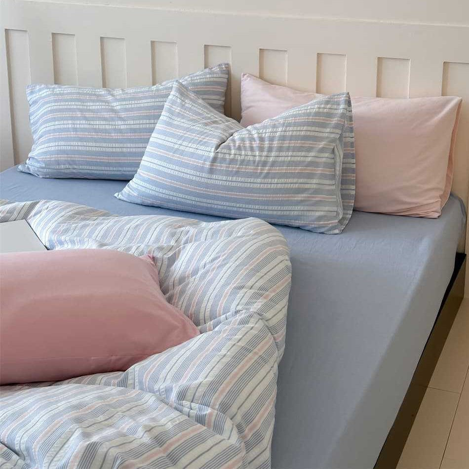 Lightweight Cotton-Linen Striped Duvet Cover and Pillowcase Set