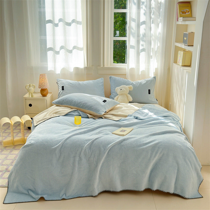 Luxury Waffle-Texture Plush Throw Blanket